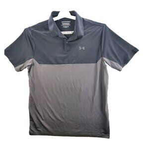 Under Armour Performance Polo‎ Shirt Black Gray Mens Large Colorblock Casual